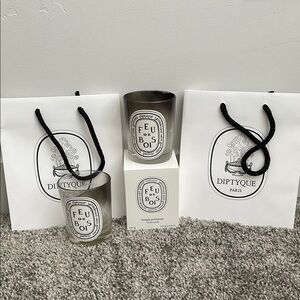 Diptyque Feu de Bois Candle Duo with Gift Bags